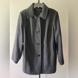 London Fog Women’s Peacoat, 1X, Charcoal gray